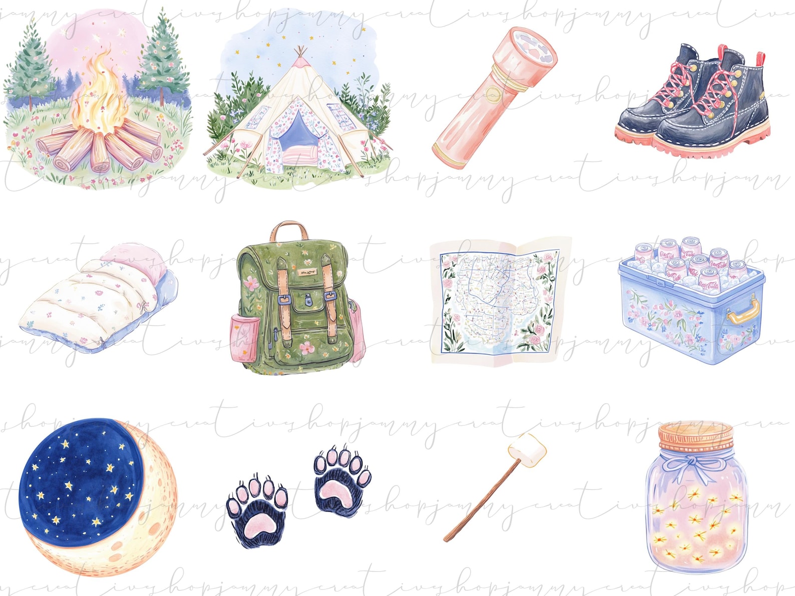 Camping Clipart Set: Forest Adventure PNG Images (digital Download) - Etsy