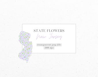 New Jersey, Violet, State Flowers, Ditsy Florals, PNG, Digital Download