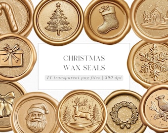 Clipart de sceaux de cire de Noël : vacances vintage PNG (téléchargement numérique)