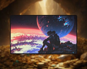Cyberpunk Date Playmat: Futuristic TCG Desk Mat