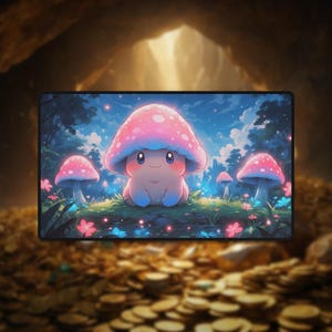 Tappetino da gioco Cutesy Mushroom Tappetino MTG Tappetino da scrivania Cute Pet Tappetino Mushroom Tappetino per mouse Pokemon Tappetino da gioco Yugioh Flesh Blood Tappetino da gioco One Piece Lorcana Tappetino tcg