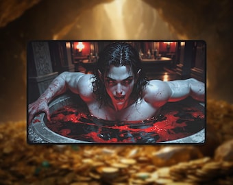 Bathing Vampire Playmat: Gothic TCG Desk Mat (23.6" x 13.8")