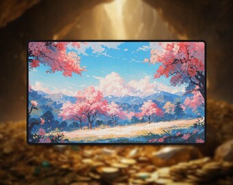 Cherry Blossom Mountains Playmat: TCG Desk Mat