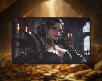 Elegant Vampire Queen Playmat: Gothic TCG Desk Mat