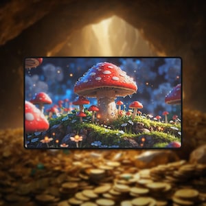 Mushroom Kingdom Playmat MTG Mat Mushrooms Desk Mat Fungus Mat Pokemon Mousepad yugioh Playmat Flesh Blood One Piece Lorcana Playmat tcg Mat