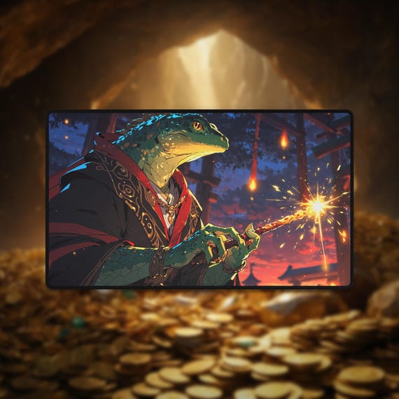Lizard Wizard Playmat: TCG Desk Mat - Magic Art - Etsy