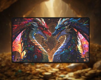 Valentine's Dragons TCG Playmat: Heartfelt Gaming Desk Mat