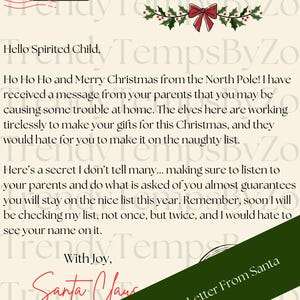 Carta de comportamento Pai/Papai Noel