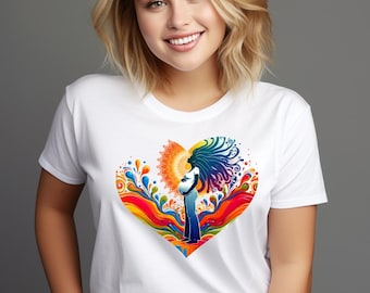 Colorful Motherhood T-Shirt: Heart Art Mom & Baby Tee