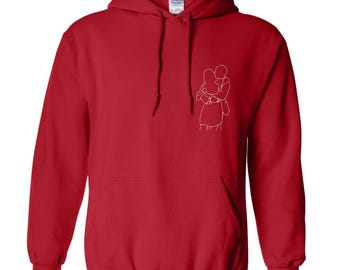 Matching Couple Hoodie - Minimalist Line Art, Valentine's Gift