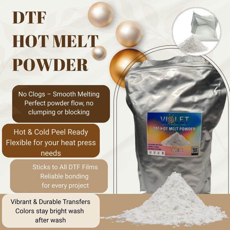 Premium DTF Powder, TPU Hot Melt Adhesive (1000g/2.2LBS) image 2