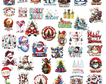 40 Christmas DTF Transfers, Ready to Press, Xmas Iron-On Decals