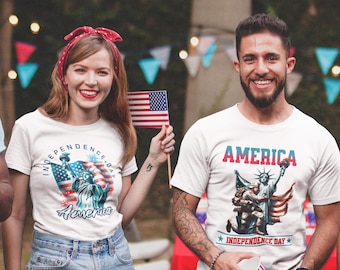 Statue of Liberty 4th of July T-Shirt: Patriotic American Flag Tee
