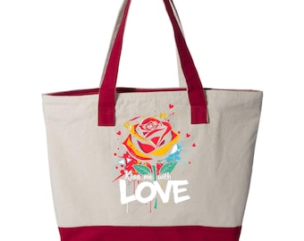 Romantic Rose Canvas Tote Bag – Artistic Floral Everyday Carryall