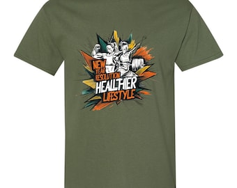 Healthier Lifestyle T-Shirt: New Year Resolution Fitness Tee