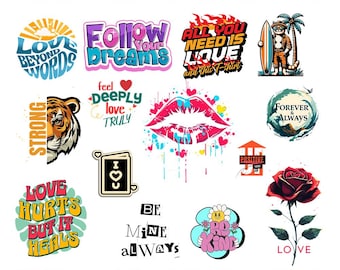 Custom UV DTF Stickers: 3D Glossy Waterproof Decals (22" x 360" Roll) PNG Design