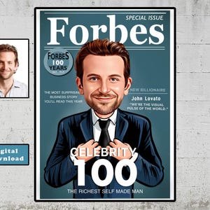 Benutzerdefinierte Magazin-Cover, Forbes Magazine Karikatur, Mili- när des Jahres, Geschenk für Freund, Ehemann, Geburtstagsgeschenk, Valentinstag