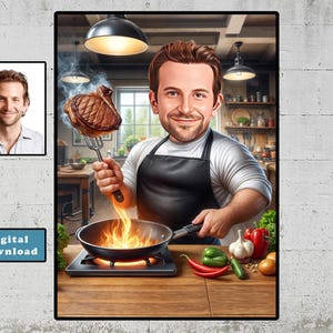 Retrato de Chef Personalizado em Desenho Animado: Presente de Culinária Personalizado (Download Digital)
