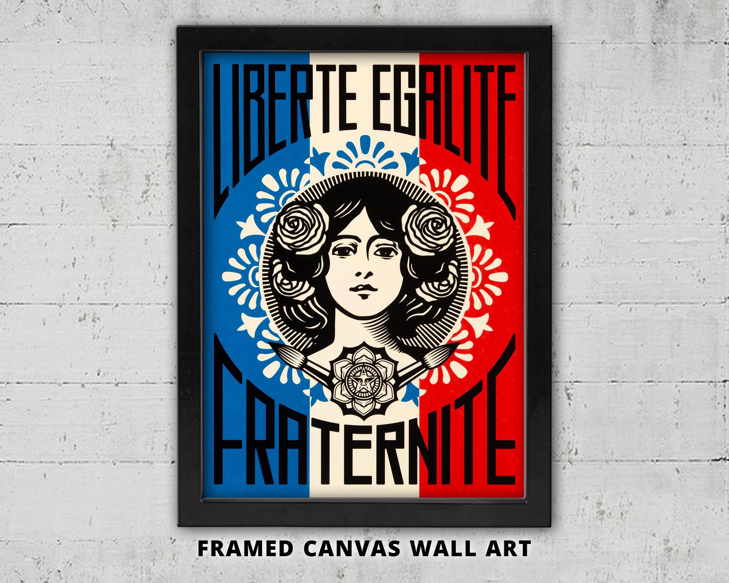 Tableau Toile 50x70 Cm - Devise Républicaine Liberté, Égalité, Fraternité