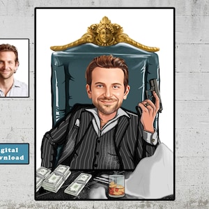 Cartoon Scarface Poster angepasst | Tony Montana Thema | Custom Movie Portrait - Personalisiertes Portrait, sagen Sie den bösen Jungs gute Nacht