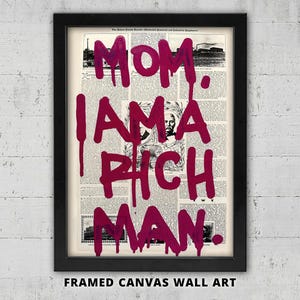 Mamma, sono un uomo ricco! Tela incorniciata: l'iconica opera d'arte di Cher - Arte femminista retrò, giornali di tendenza