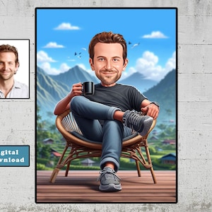 Personalisiertes Ruhestand Cartoon Portrait, benutzerdefinierte Ruhestand Karikatur Zeichnung vom Foto, lustige Ruhestand Karikatur, Jahre oder Service