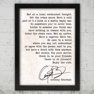 Anthony Bourdain Quote Framed Canvas Wall Art, Travel Changes You, Enjoy the ride, Framed Artwork, Canvas & Wall Art