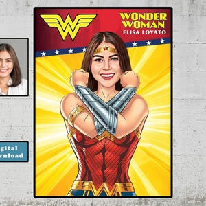 Wonder Woman - Benutzerdefinierte Wonder Woman Portrait - Benutzerdefinierte Superheld Portrait - Personalisiertes Portrait - Cartoon vom Foto, Digitaler Download