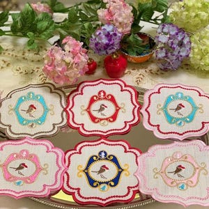 Love Birds Napkin Set, Linen Cocktail Napkin, Colorful Embroidered Linen Napkins, Housewarming Gift, Christmas Gift, Elegant Coffee Napkin