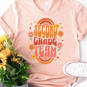 Second Grade Team Teacher Shirt | Retro Teacher Tee | Bella + Canvas
