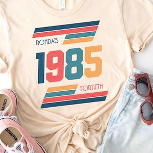 Custom Vintage Fortieth Shirt, Retro 1985 Birthday Tee on Bella + Canvas