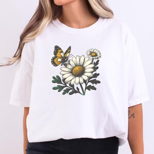 Butterfly Daisy Tee, Comfort Colors | Floral Garden Shirt | Plant Lover Tee