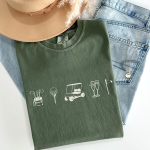 Golfing Line Art Comfort Colors Tee, Golf Shirt,  Golf Aesthetic, Cute Golfer Gift, Comfort Colors Tee for Golfers