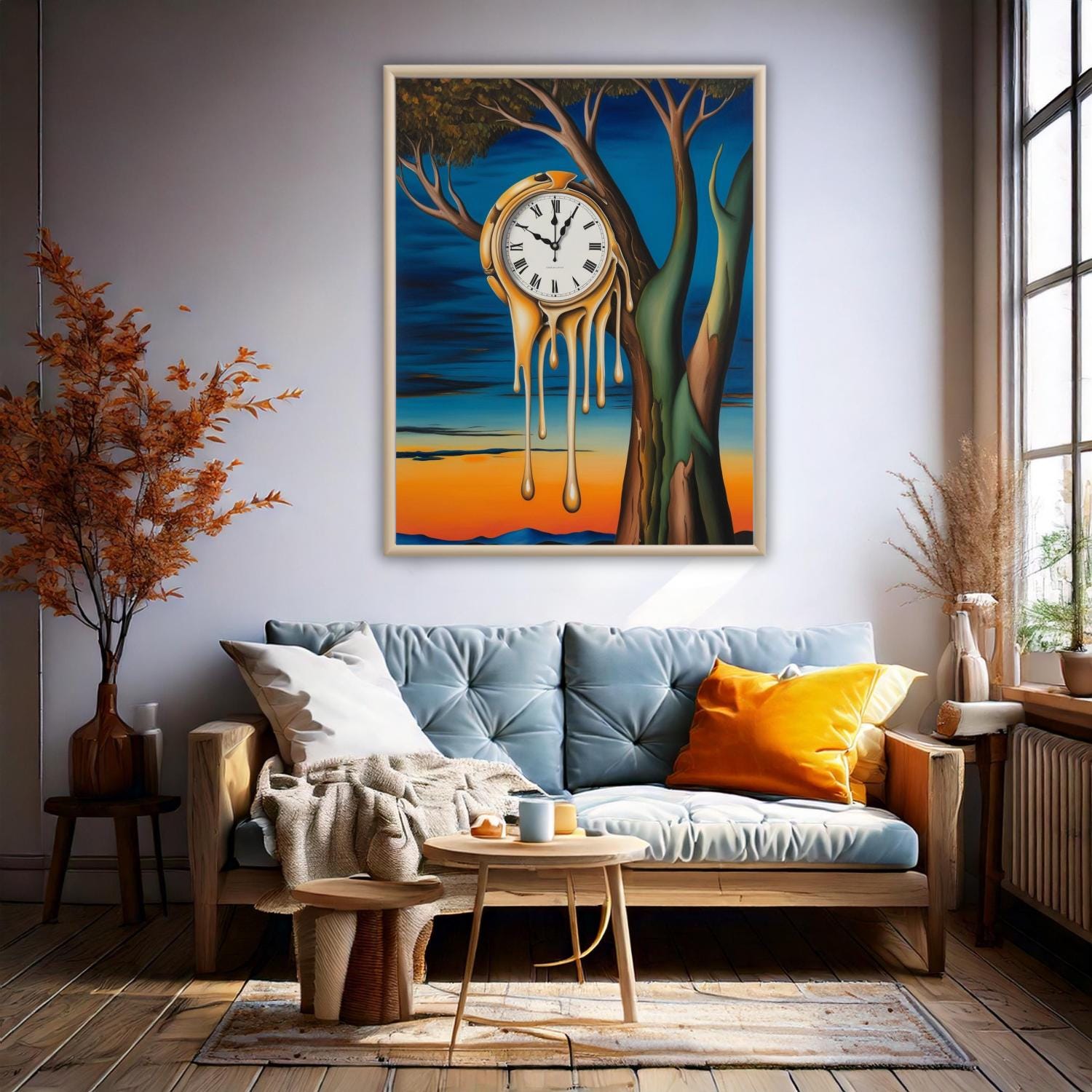 Surreal Dripping Clock Print: Dreamy Sunset Abstract Art (digital ...