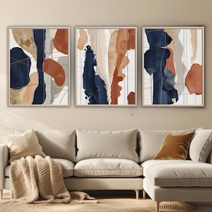 Neutral Abstract Wall Art Set: Beige & Black Minimalist Prints (Digital Download)