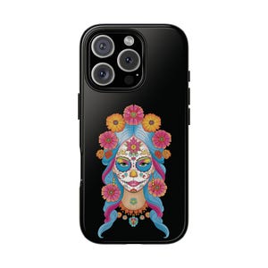 Sugar Skull Halloween Phone Case / Colorful Spooky Cover for iPhone / Samsung, Black or White