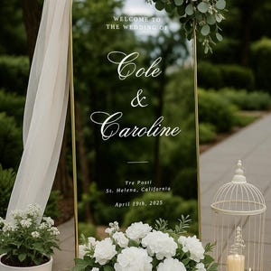Letrero de bienvenida para boda / Nombres personalizables - Para espejo, acrílico, cartón - Calcomanía para espejo de boda - Para la boda de - Recepción - Ceremonia