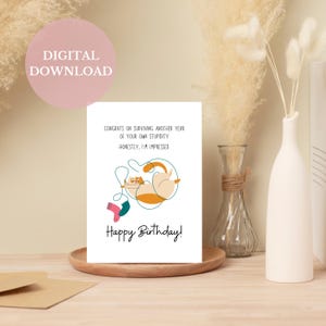 Happy Birthday Card Printable Funny Cat Birthday Card Printable Happy Birthday Card with Funny Cat - 5x7 & 4x6 Cards
