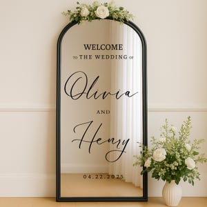 Letrero de bienvenida para boda / Nombres personalizables - Espejo, acrílico, cartón - Calcomanía para espejo de boda - Para la boda de - Recepción - Ceremonia