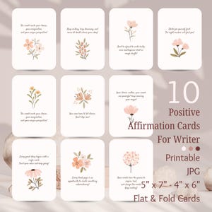 Cartes d'affirmation positives inspirantes à imprimer pour les amis écrivains - Imprimable en téléchargement numérique