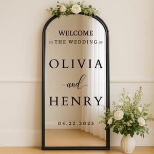 Panneau de bienvenue pour mariage | Prénoms personnalisables - Pour miroir, acrylique, carton - Sticker miroir de mariage - Pour le mariage de - Réception - Cérémonie
