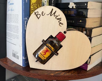 Fireball or Dr. McGillicuddy’s Wooden Valentine Ornament | Mini Liquor Valentines Day | Shooter Booze Bottle Holder