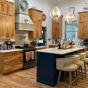 Hickory Kitchen Cabinet Knotty Rustic modern farmhouse kitchens, solid wood cabinets, country cabinet free quotes,  RTA Available.