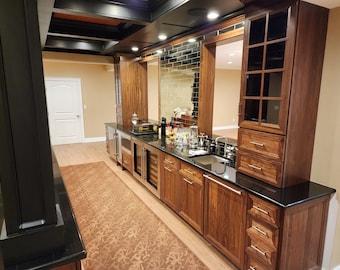 Wet Bar/Dry Bar Cabinetry Custom Built Bar/Media Room Cabinets, Fully Assembled Made in the USA.