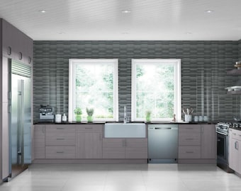 Kitchen Cabinet Grey Euro Frameless Assembled, RTA Cabinets, Country Kitchen Decor, Food Storage, Linen Cabinet,