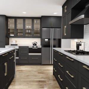 Kitchen Cabinets Black Shaker Assembled,  RTA Cabinets, Country Kitchen Decor, Food Storage, Linen Cabinet, Farmhouse, solid Wood Cabinet