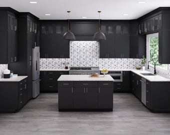 Kitchen Cabinet Darkwood Euro Frameless Assembled, RTA Cabinets, Country Kitchen Decor, Food Storage, Linen Cabinet,