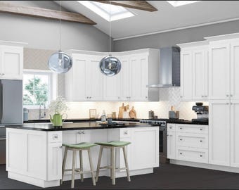 Kitchen Cabinet Edgeline White Shaker Assembled, RTA Cabinets, Country Kitchen Decor, Food Storage, Linen Cabinet, Farmhouse,  Wood Cabinet