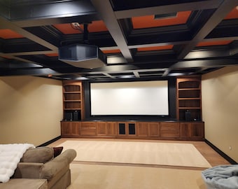 Custom Entertainment & Media Room Euro Frameless Cabinets, Fully Assembled Made in the USA.