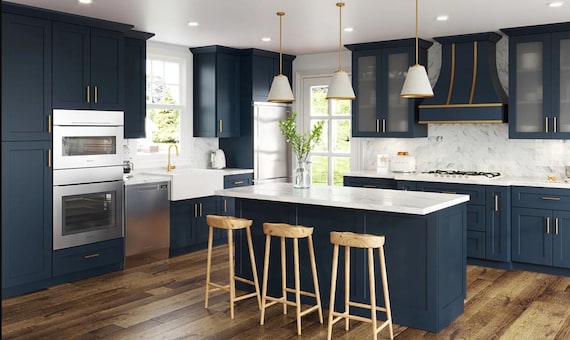 navy blue kitchen dresser Repton Blue Two Tone Solid Wood 7 Drawer Bedroom Dresser